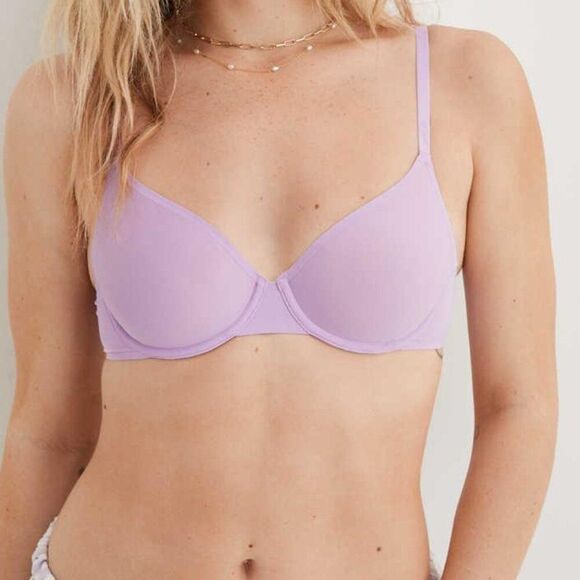 Aerie Smoothez Microfiber Unlined Full Coverage Bra Purple Size 34B Underwire - Picture 1 of 6